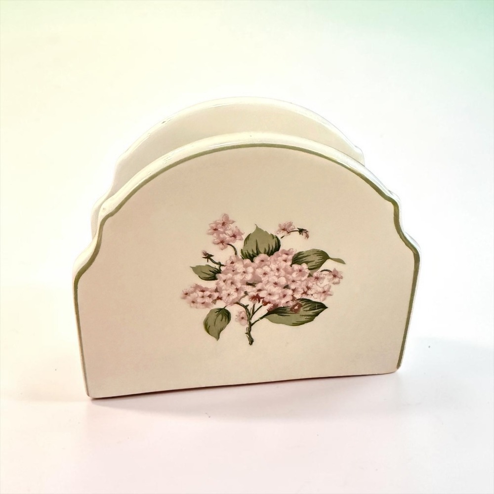 Martha Stewart Everyday Pink Hydrangea Ceramic Napkin Holder Vintage MSE